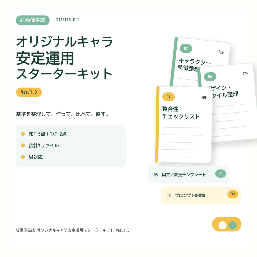 AI画像生成でオリジナルキャラクターを安定運用するためのスターターキット商品紹介画像