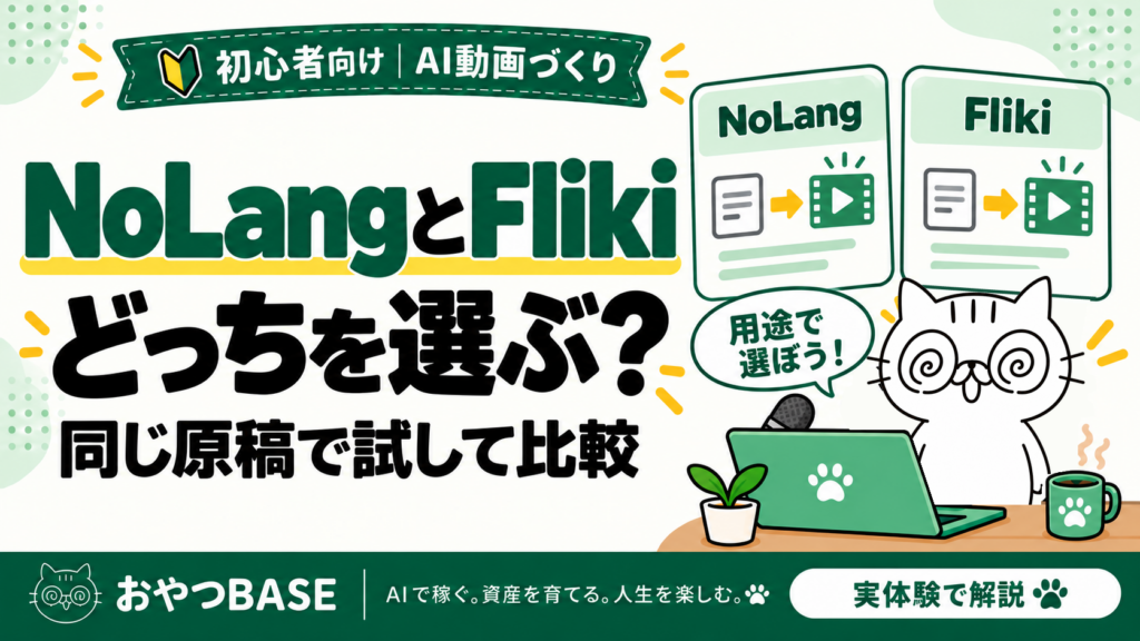 NoLangとFlikiの違いと選び方を同じ原稿で比較するおやつBASEの記事